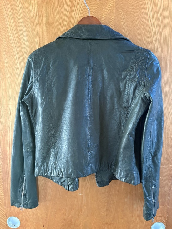 Madewell Women's Forest Green Leather Moto Jacket Medium - Picture 4 of 5